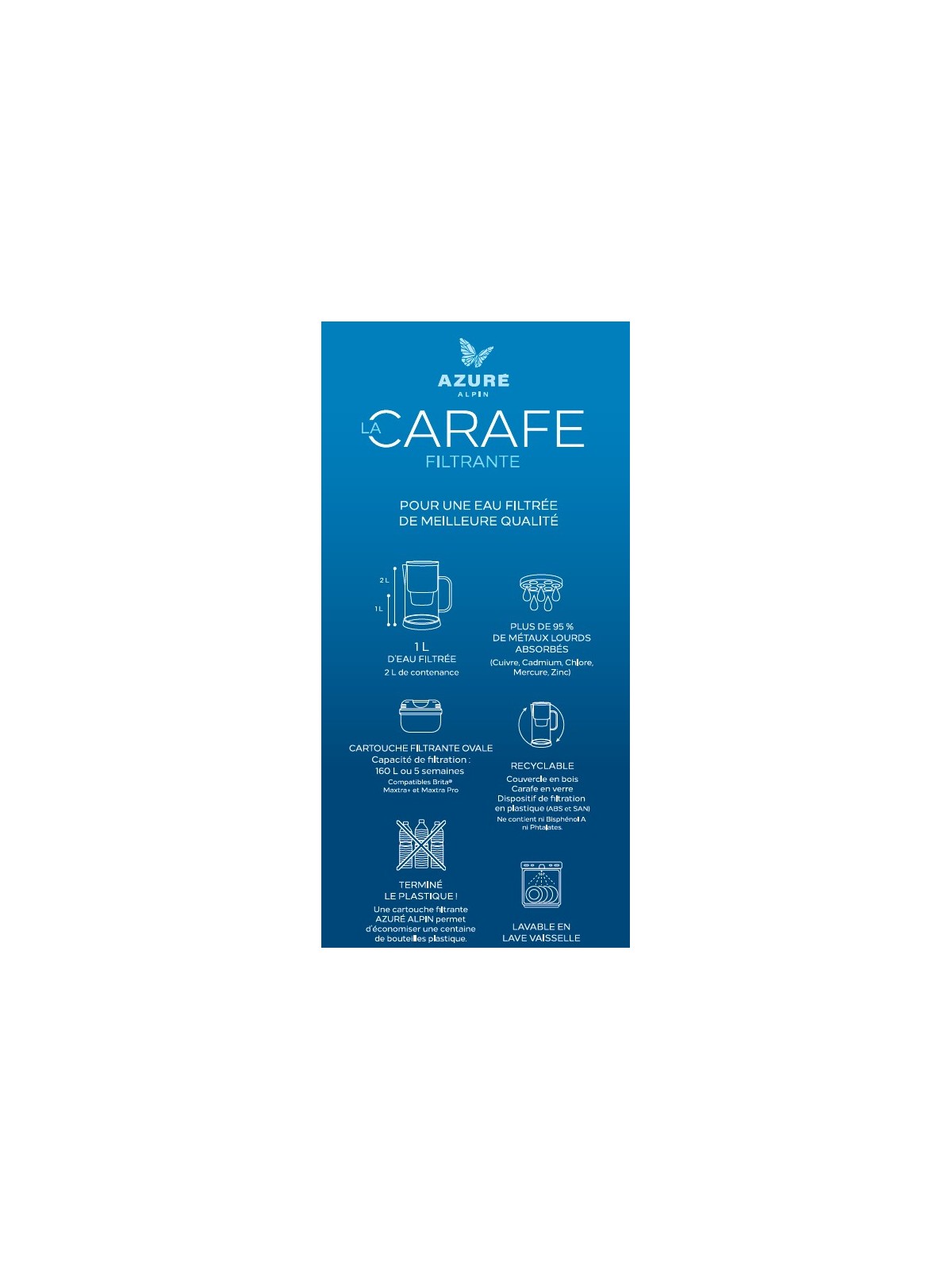 La Carafe filtrante en verre Azuré Alpin (2 tailles)